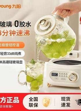 九阳1L净萃全玻璃养生壶多功能煮茶器316L不锈钢茶篮电水壶WY700