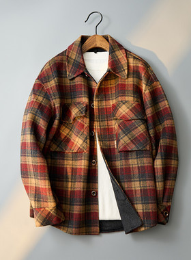 平铺羊毛呢夹克英伦外套双面呢衬衫秋冬大衣D203-68243P335控599