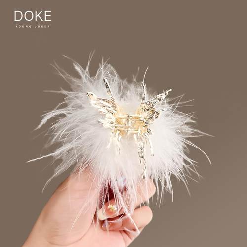 羽毛发夹女高级感抓夹头饰