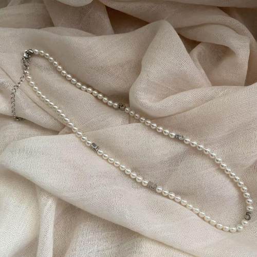 韩国博主长款珍珠毛衣链