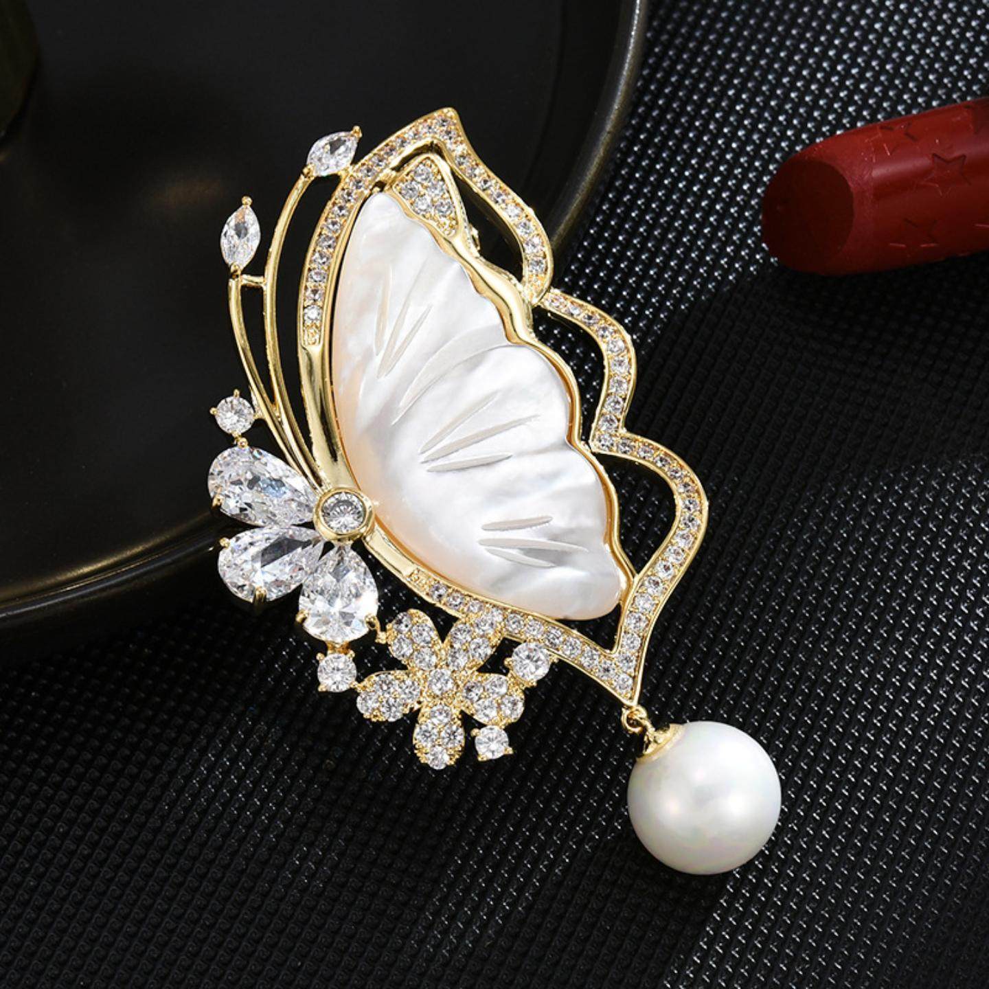 新款轻奢韩版时尚贝母胸针轻奢高级感动物胸花高档别针