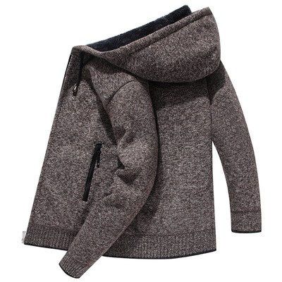 Men's Sweater Cardigan Knitted warm fleece Hooded Coat S