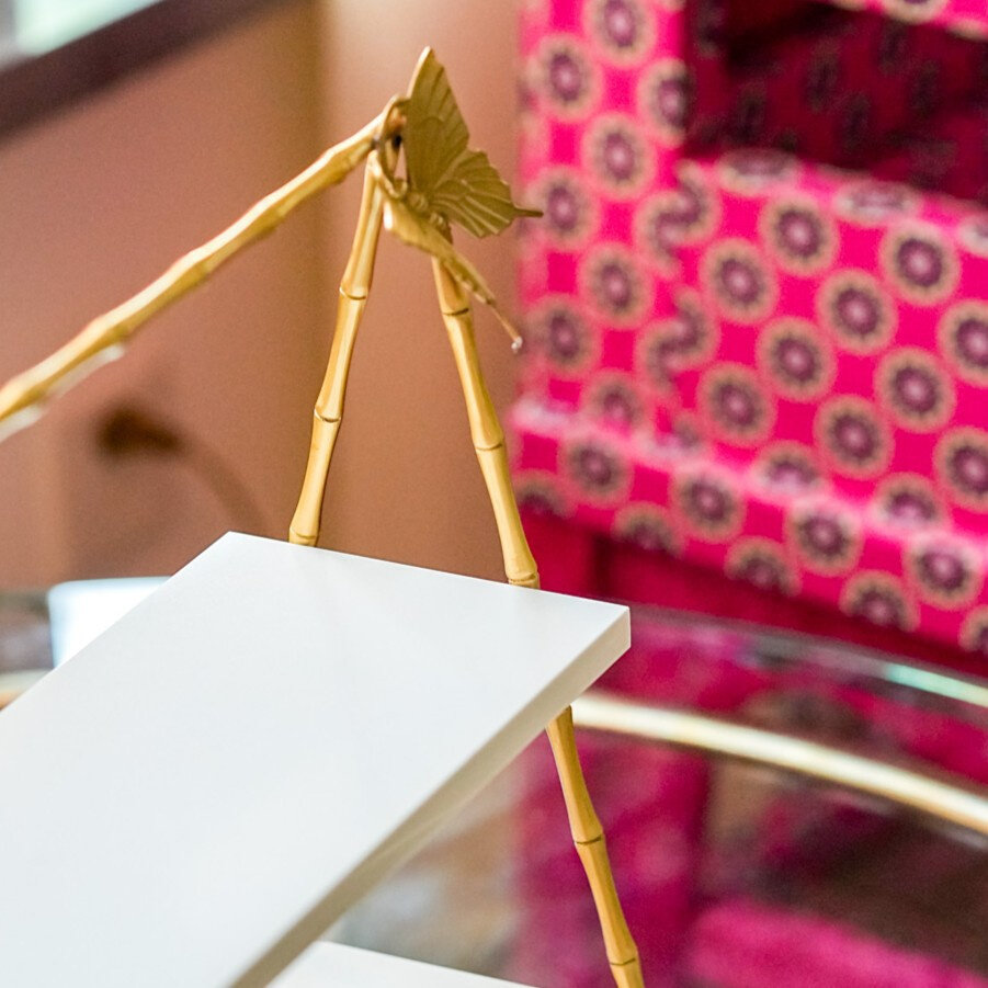 奇居良品 黄铜大理石蝴蝶装饰收纳架 厨房调料杯子多功能置物架