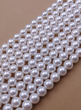 大孔1.2mm孔拼酷凤冠配珠天然贝壳珍珠3-10贝珠串珠diy圆珠半成品