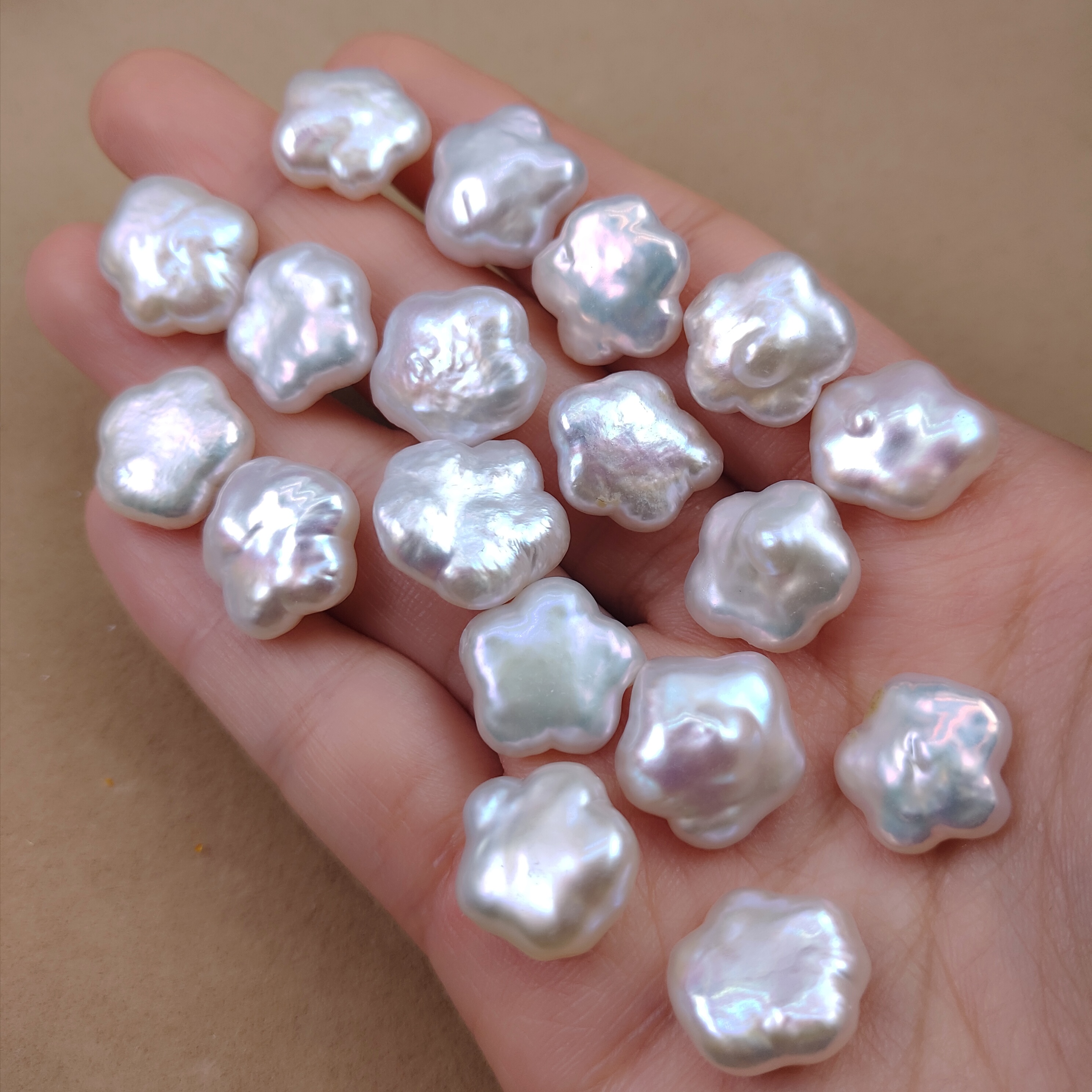 极光胖梅花12-13mm巴洛克珍珠散珠天然淡水异形diy饰品材料