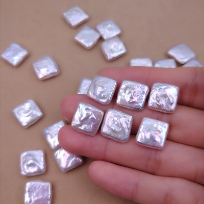 正方形巴洛克珍珠方块淡水珍珠裸珠打通孔饰品材料DIY