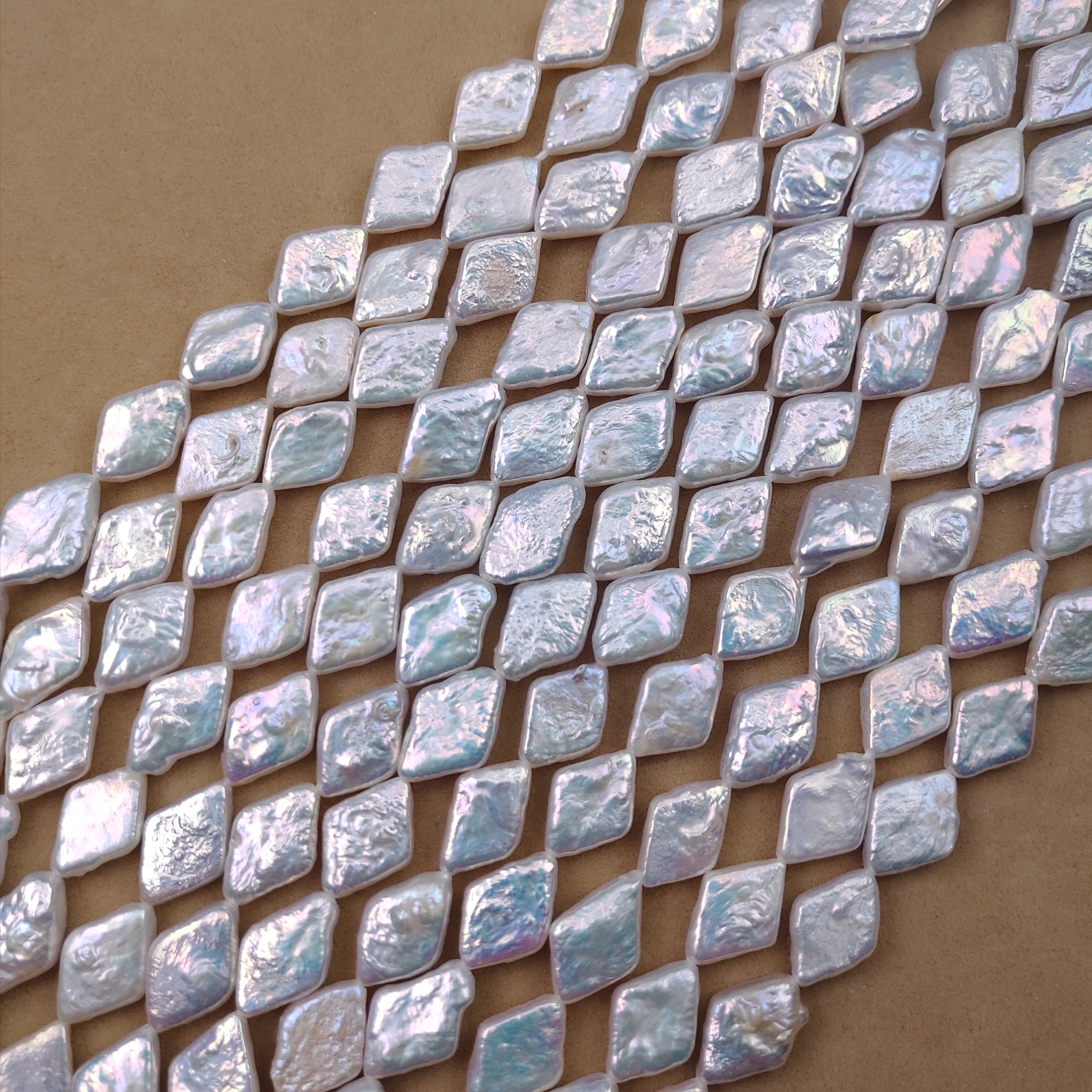 天然炫彩不规则菱形巴洛克珍珠淡水珠项链半成品diy饰品材料配件
