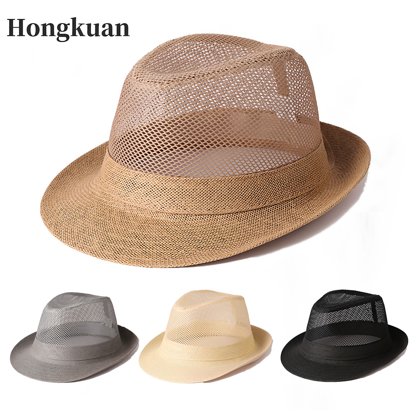 帽子男夏季草帽老年人爸爸夏季遮阳防晒礼帽老人爷爷太阳帽男凉帽