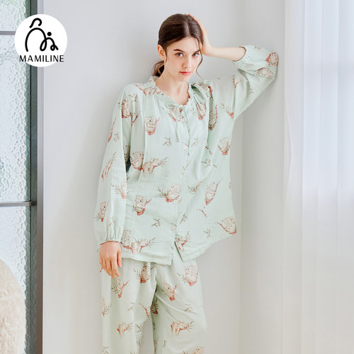 MAMILINE月子服竹棉产后孕妇睡衣产妇哺乳衣家居服待产服四季通用