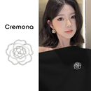 日常简约山茶花胸针高端精致时尚 胸花轻奢高级感气质毛衣别针配饰