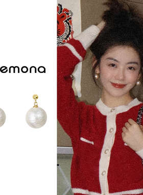 复古法式白色圆球耳夹女生无耳洞气质高级大气夸张小众蚊香盘耳饰