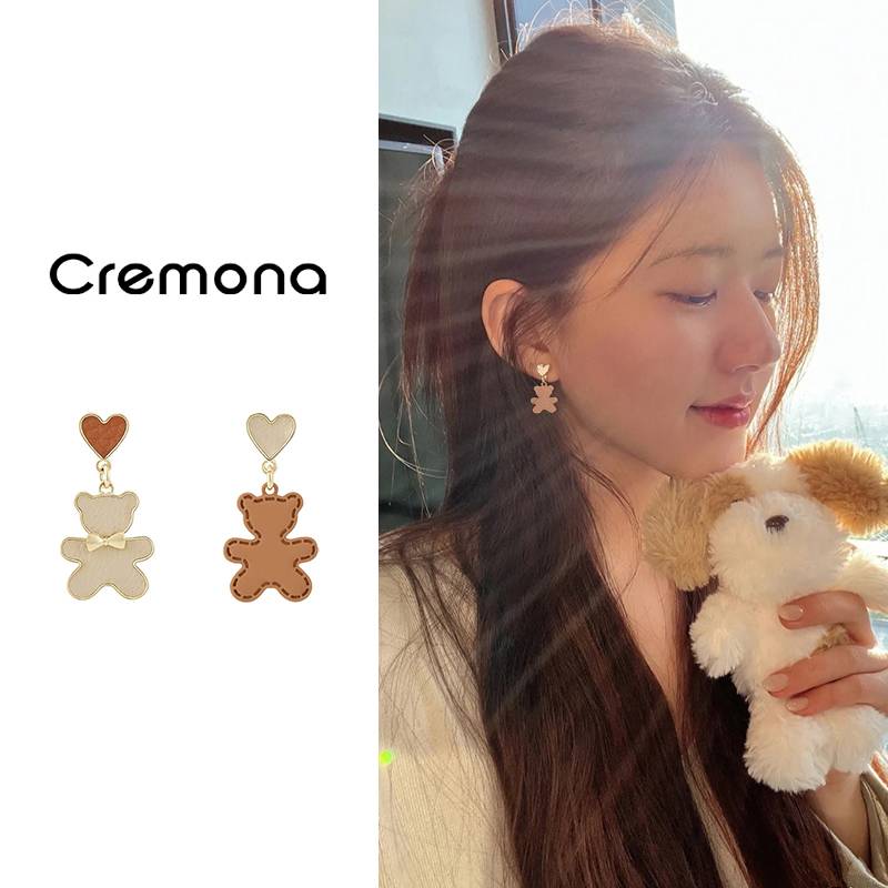 小众设计感爱心小熊耳夹