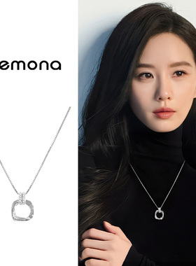 银色几何吊坠项链女轻奢小众简约高级感锁骨链秋冬时尚毛衣链配饰