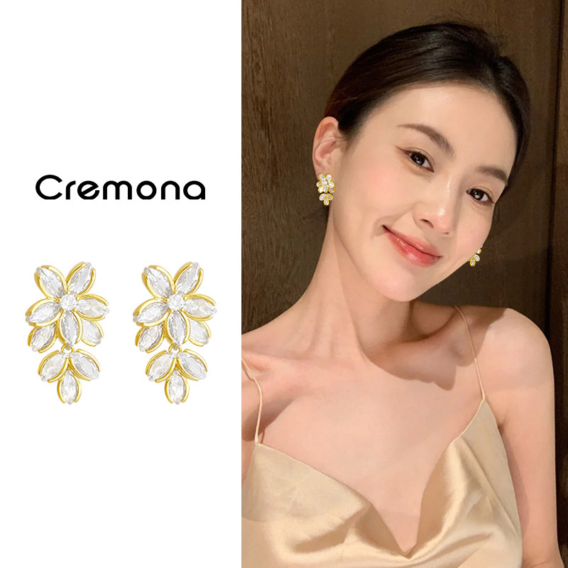 独特精致花朵耳夹无耳洞女耳环