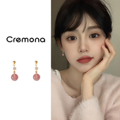 温柔可爱甜美草莓晶耳夹女2026新款 简约气质无耳洞蚊香盘学生耳饰