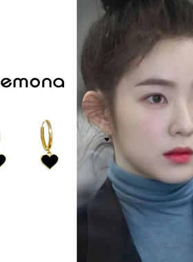 黑色爱心气质耳环女新款轻奢高级感百搭耳扣耳钉小众独特耳坠耳饰