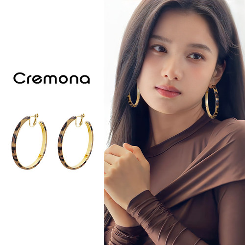 豹纹耳夹无耳洞新款轻奢