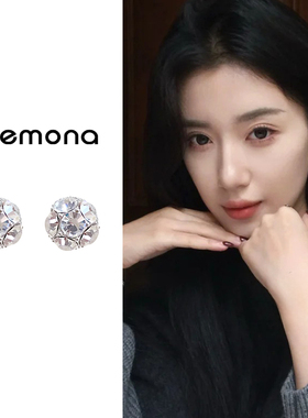 白色圆球蚊香盘耳夹女无耳洞新款耳钉轻奢高级耳环秋冬巨好看耳饰