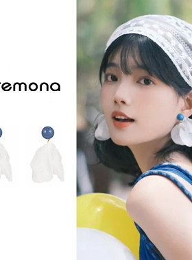 白色花朵耳夹无耳洞女2026夏天新款耳环轻奢高级感度假风耳钉耳饰