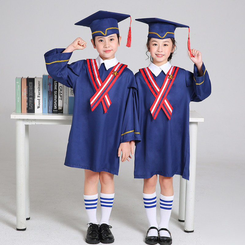 儿童博士服幼儿园学士服套装拍照礼服小学生毕业季服装男女毕业照