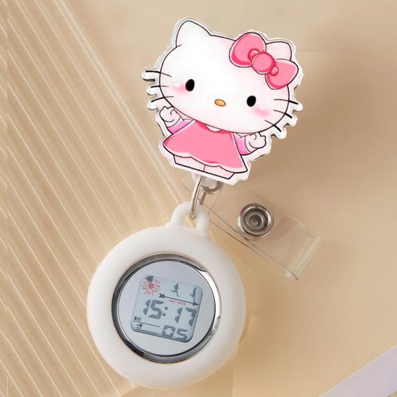 别针夜光拉伸护士表挂表电子数字可伸缩卡通夹子秒表怀表医用秒表