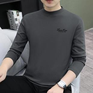 半高领长袖 纯色秋冬爆款 t恤上衣服内搭中领秋衣潮1221r 打底衫 男士