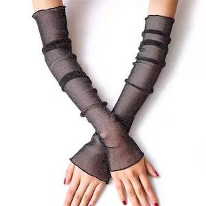 蕾丝冰丝袖套女夏季透气网红防晒袖套开车高级感时尚防紫外线护袖