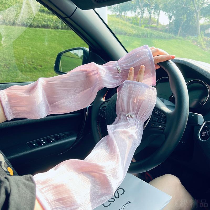 真丝混纺宽松冰丝袖套珠光丝绸