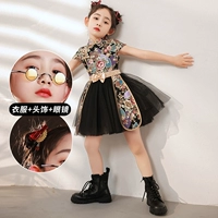 B-473 Black Flower+головной убор+очки