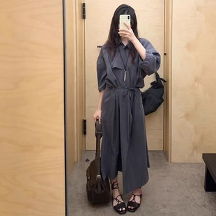 裙子 lem立体荷叶领宽松慵懒连衣裙aire简约休闲收腰不规则衬衫