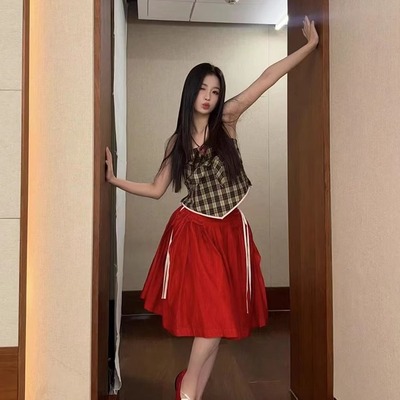 虞书欣同款不规则设计甜美半身裙