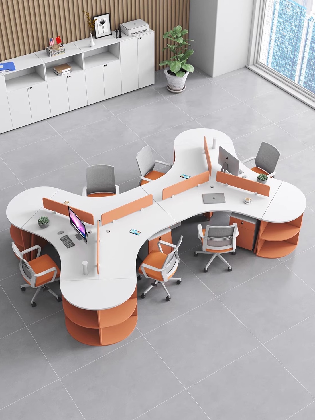 办公室职员办公桌6人8人位电脑卡座创意员工办公桌椅组合简约现代