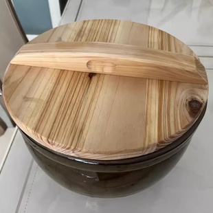 木锅盖家用杉木水缸盖子木质盖纯手工米缸盖老式加厚圆形木盖定制