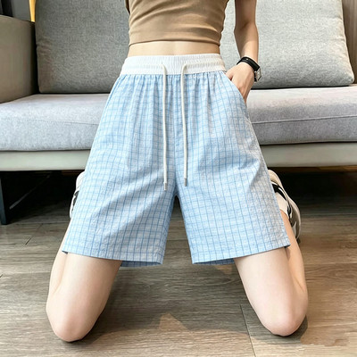 运动短裤女夏季薄款小个子爆款泡泡纱直筒五分中裤时尚潮流休闲裤