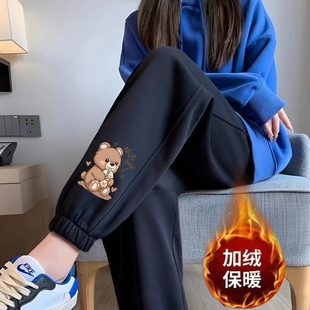 加绒加厚灯笼裤 秋冬季 女宽松束脚外穿显瘦高腰休闲裤 运动裤 子 新款