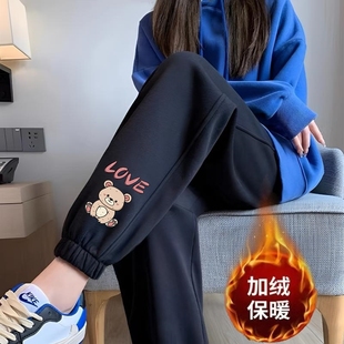 子女秋冬季 灯笼裤 宽松百搭加厚束脚休闲裤 显瘦爆款 时尚 加绒运动裤