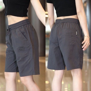 休闲裤 宽松冰丝短裤 时尚 五分运动裤 直筒中裤 薄款 潮流爆款 子 女夏季