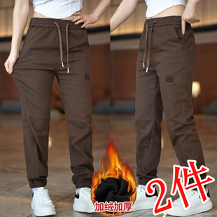 运动裤女冬季新款束脚工装裤大码爆款加绒加厚显瘦百搭弹力休闲裤
