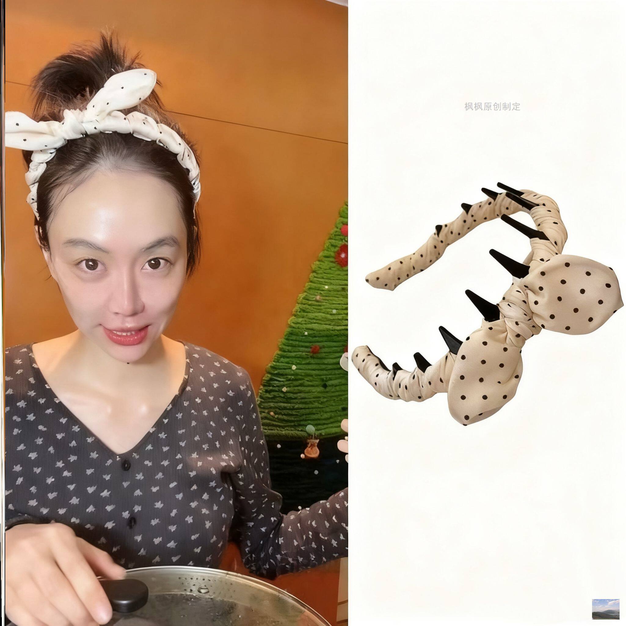 姜妍同款发箍波点兔耳朵休闲外出洗脸面膜可爱甜美防滑带齿头箍