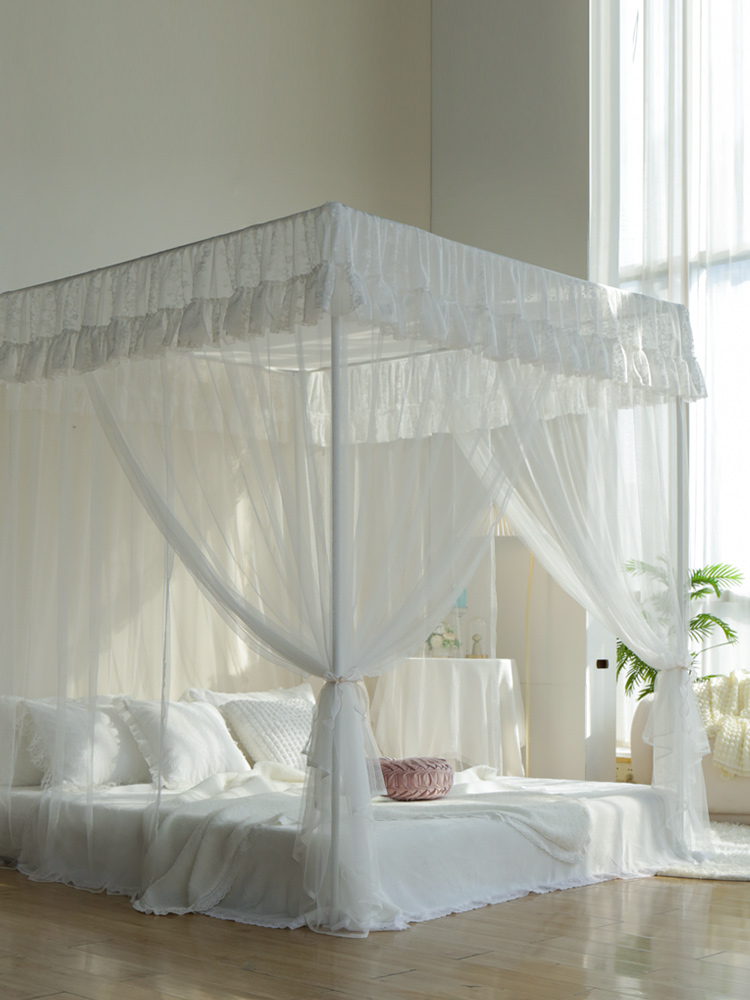新款家用卧室蚊帐1米8x2米 白色落地蚊帐1米5床 儿童公主蚊帐1.2