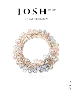 彩色渐变水晶发圈森系手链两用扎马尾简约气质橡皮筋发圈发饰女