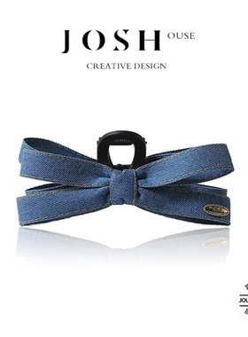 气质简约牛仔蝴蝶结抓夹女大号盘发后脑勺鲨鱼夹网红个性百搭发饰