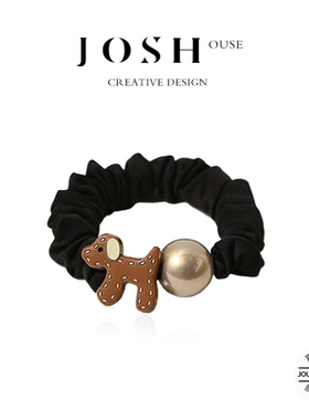 日韩小狗珍珠肠圈森女个性甜美扎马尾新款简约高弹百搭可爱发饰