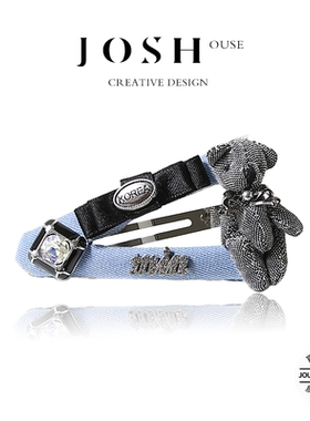 卡通可爱牛仔布艺小熊发卡女网红ins风刘海侧边碎发BB夹简约发饰