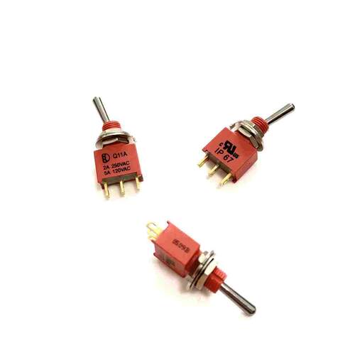 NE8013 镀金M6.35小钮子防水开关Q11A台湾德利威1A 3脚2档焊线脚