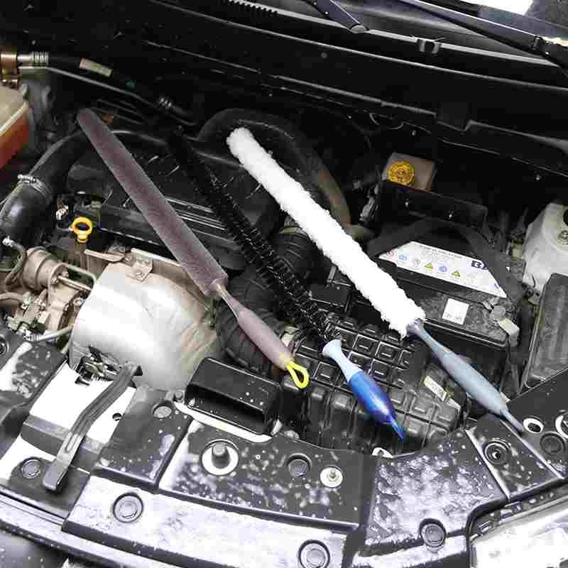 汽车发动机仓清洗刷子加长可弯曲引擎污垢有字灰尘精细美容清洗剂