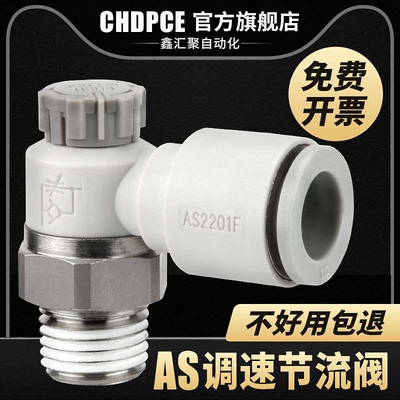 SMC型气缸调速节流阀气动可调AS1201F/2201F-06/08-M5/01/02/SA