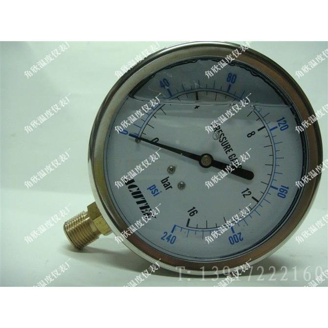 YN100 0-16Bar/不锈钢外壳/耐震压力表/美国进口（原装）压力表