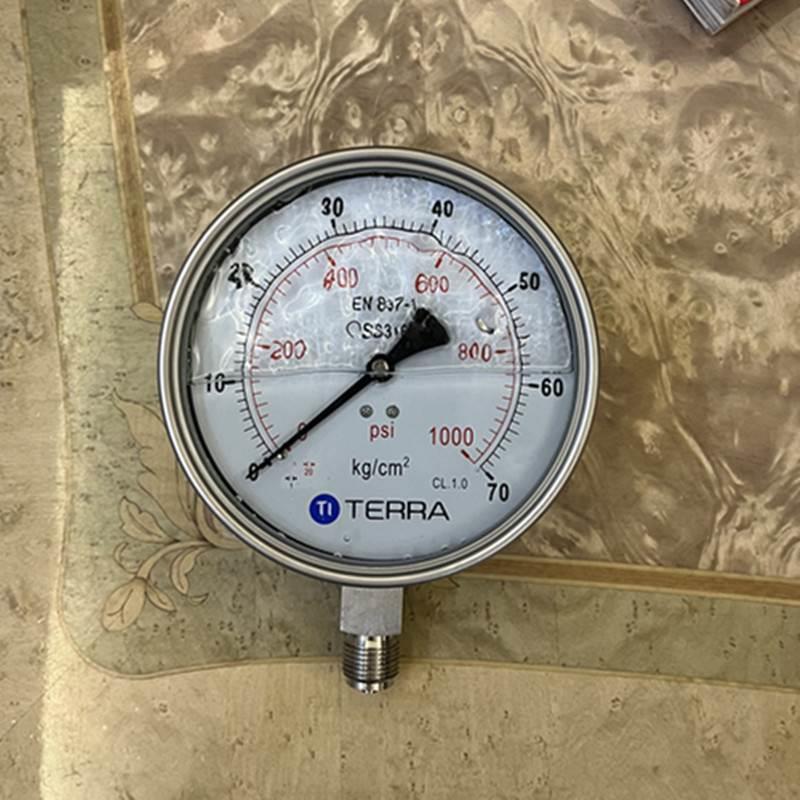 316L全不锈钢压力表7MPA气压表0-70kg耐震液压表100mpa外径150mm