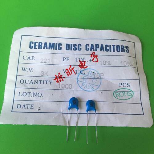 直插高压陶瓷电容器3KV 220P 3000V 221 精密10% (一包1000）